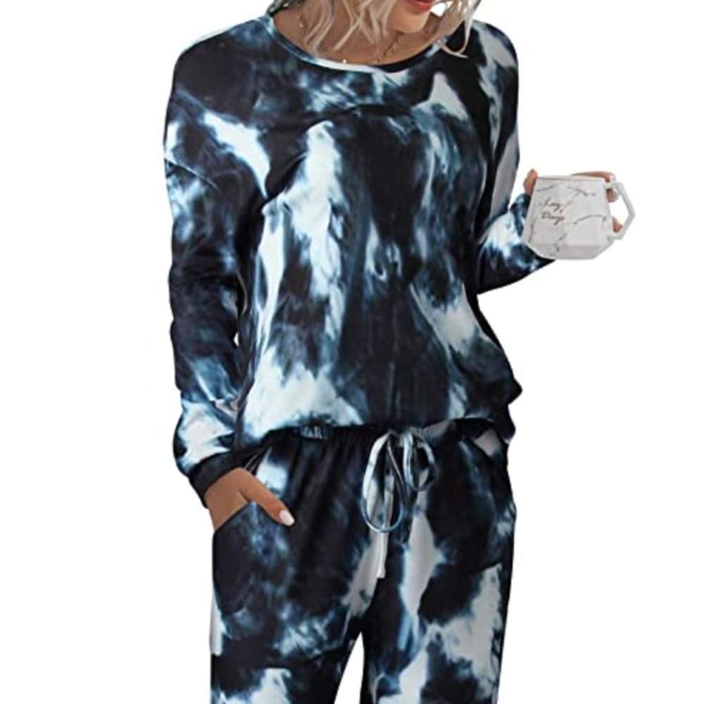 LOGENE Women's Pajamas Set Long Sleeve Sweatshirt and Long Pants Loungewear Sets